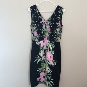 French Connection black exotic floral print dress
